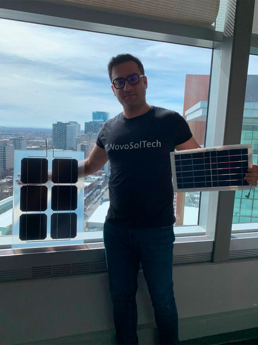 NovoSolTech is a solar-powered structural application for windows, which generates electricity and heated air, for residential and commercial use. Operated with smart controls, set and adjust optimal operating conditions based on individual needs or preferences